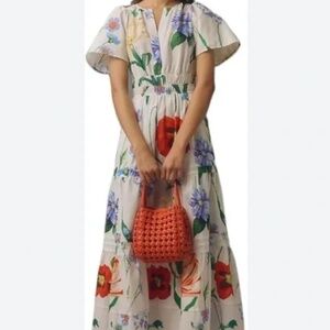 Anthropologie Somerset Cotton Maxi Dress White Floral dress
